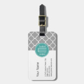 Graues Quatrefoil mit kundenspezifischem Gepäckanhänger (Vorderseite vertikal)