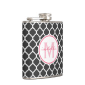 Graues Quatrefoil Monogramm Flachmann (Rechts)