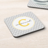 Graues Quatrefoil Monogramm Untersetzer (Linke Seite)