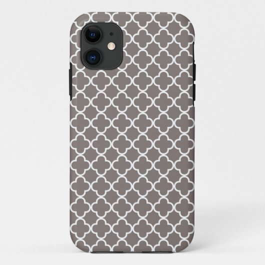 Graues Quatrefoil Muster Case-Mate iPhone Hülle (Rückseite)