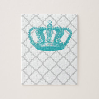 GRAUES QUATREFOIL MUSTER DER GIRLY AQUA-VINTAGEN PUZZLE