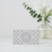Graues Quatrefoil Muster, Ihr Monogramm Visitenkarte (Stehend Vorderseite)