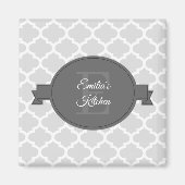 Graues Quatrefoil Personalisiert Magnet (Vorne)