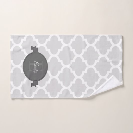 Graues Quatrefolien Personalisiertes Badetuch Set (Handtuch)