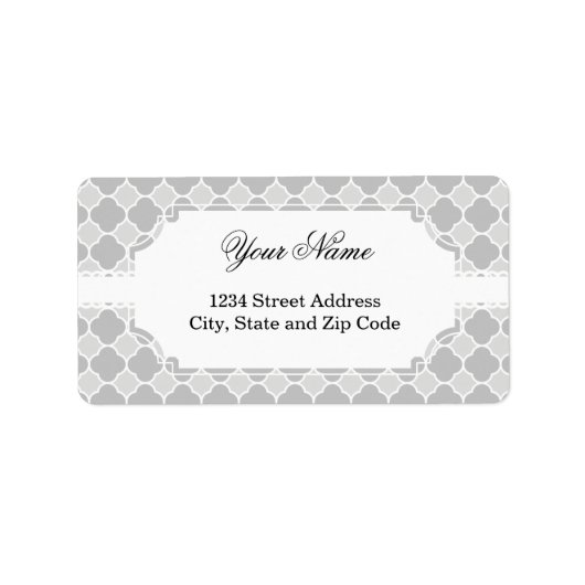 Graues Quatrefolienmuster Adressaufkleber (Vorne)