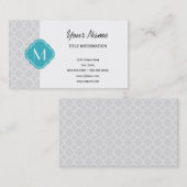 Graues Quatrefolienmuster mit Monogramm Visitenkarte (Vorne/Hinten)