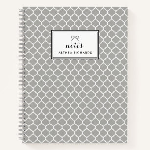 Graues Quatrefolienmuster Personalisiertes Noteboo Notizblock