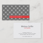 Graues Regency-Muster und Red Bar Business Card Visitenkarte (Vorne/Hinten)