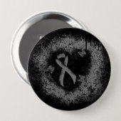 Graues Ribbon Grunge Herz Button (Vorne & Hinten)