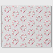 Graues Rosa Rosenblütenherz Brautparty Geschenkpapier (Flach)