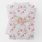 Graues Rosa Rosenblütenherz Brautparty Geschenkpapier Set (Beispiel)