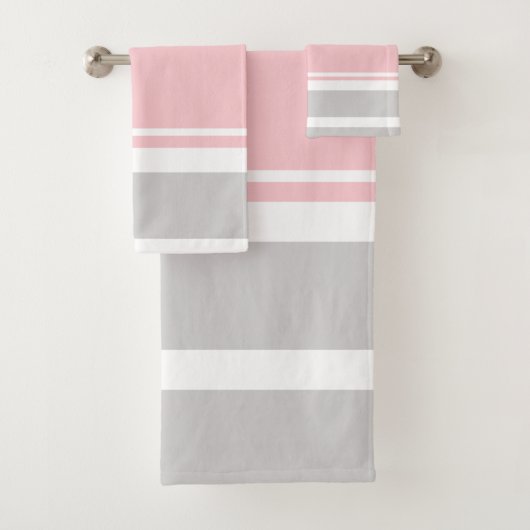 Graues Rosa Stripes Tuch-Set Badhandtuch Set (Insitu)