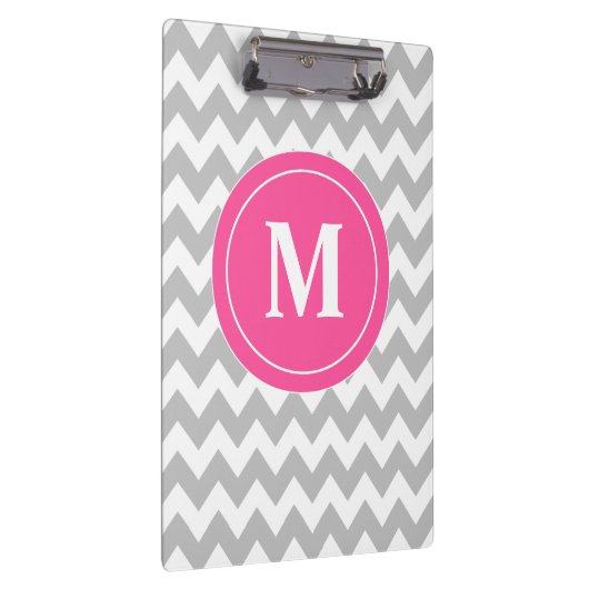 Graues rosa Zickzack personalisiertes Klemmbrett (Rechts)