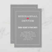 Graues Rotes Herz Hochzeitliches Probe Dinner Einladung (Vorne/Hinten)