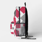 Graues rotes Polka-Dot-Patchwork auf weißem Hinter Bedruckter Rucksack (Rechts)