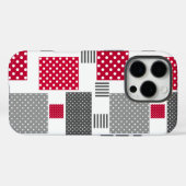 Graues rotes Polka-Dot-Patchwork auf weißem Hinter Case-Mate iPhone Hülle (Rückseite (Horizontal))