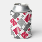 Graues rotes Polka-Dot-Patchwork auf weißem Hinter Dosenkühler (Kanne Vorderseite)