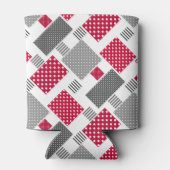Graues rotes Polka-Dot-Patchwork auf weißem Hinter Dosenkühler (Rückseite)