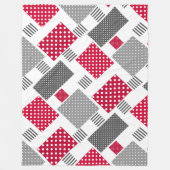 Graues rotes Polka-Dot-Patchwork auf weißem Hinter Fleecedecke (Vorderseite)