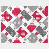 Graues rotes Polka-Dot-Patchwork auf weißem Hinter Fleecedecke (Vorderseite (Horizontal))
