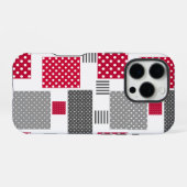 Graues rotes Polka-Dot-Patchwork auf weißem Hinter iPhone Hülle (Rückseite (Horizontal))