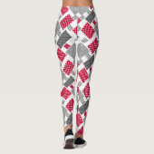 Graues rotes Polka-Dot-Patchwork auf weißem Hinter Leggings (Rückseite)