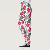 Graues rotes Polka-Dot-Patchwork auf weißem Hinter Leggings (Links)