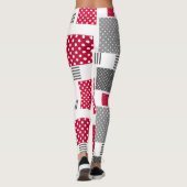 Graues rotes Polka-Dot-Patchwork auf weißem Hinter Leggings (Rückseite)