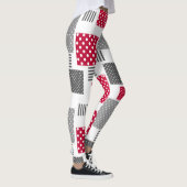 Graues rotes Polka-Dot-Patchwork auf weißem Hinter Leggings (Rechts)