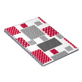 Graues rotes Polka-Dot-Patchwork auf weißem Hinter Notizblock (Rechte Seite)
