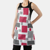Graues rotes Polka-Dot-Patchwork auf weißem Hinter Schürze (InSitu)