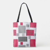 Graues rotes Polka-Dot-Patchwork auf weißem Hinter Tasche (Rückseite)