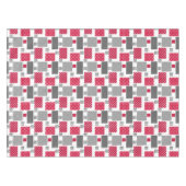 Graues rotes Polka-Dot-Patchwork auf weißem Hinter Tischdecke (Vorderseite (Horizontal))