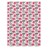 Graues rotes Polka-Dot-Patchwork auf weißem Hinter Tischdecke (Vorderseite)