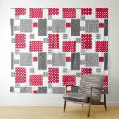 Graues rotes Polka-Dot-Patchwork auf weißem Hinter Wandteppich (Beispiel (Horizontal))