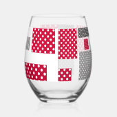 Graues rotes Polka-Dot-Patchwork auf weißem Hinter Weinglas Ohne Stiel (Rechts)