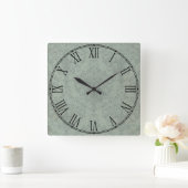 Graues, rustikales Damask Vintages Tapete Quadratische Wanduhr (Zuhause)
