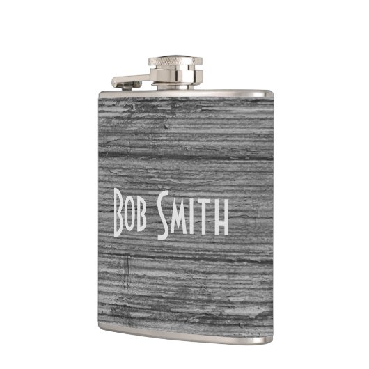 graues rustikales Holz Flachmann (Links)