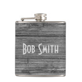 graues rustikales Holz Flachmann (Vorderseite)