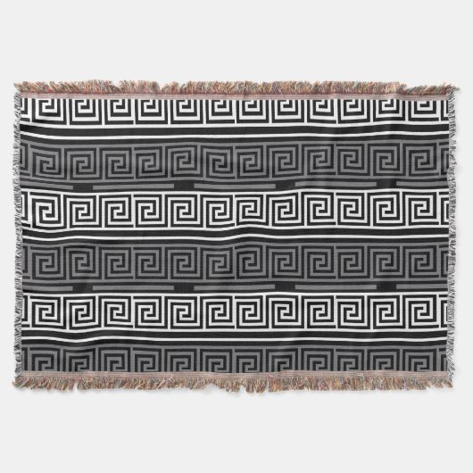 Graues Schwarz-Griechisch-Schlüsselmuster-Design Decke (Vorderseite)