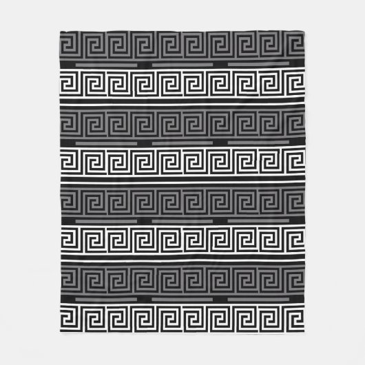 Graues Schwarz-Griechisch-Schlüsselmuster-Design Fleecedecke (Vorderseite)