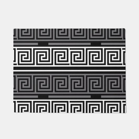 Graues Schwarz-Griechisch-Schlüsselmuster-Design Fußmatte (Vorderseite)