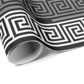 Graues Schwarz-Griechisch-Schlüsselmuster-Design Geschenkpapier (Rolleneckpunkt)