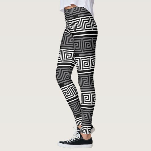 Graues Schwarz-Griechisch-Schlüsselmuster-Design Leggings