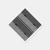 Graues Schwarz-Griechisch-Schlüsselmuster-Design Serviette (Ecke)