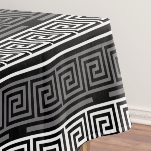 Graues Schwarz-Griechisch-Schlüsselmuster-Design Tischdecke