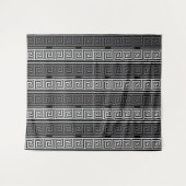 Graues Schwarz-Griechisch-Schlüsselmuster-Design Wandteppich (Vorderseite (Horizontal))