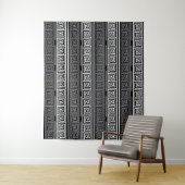 Graues Schwarz-Griechisch-Schlüsselmuster-Design Wandteppich (Beispiel)