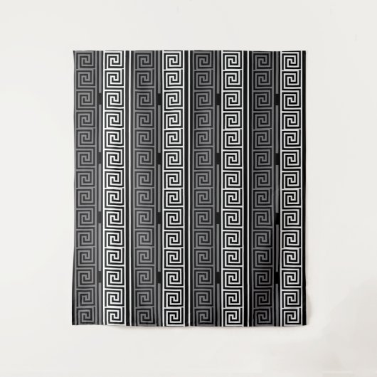 Graues Schwarz-Griechisch-Schlüsselmuster-Design Wandteppich (Vorderseite)