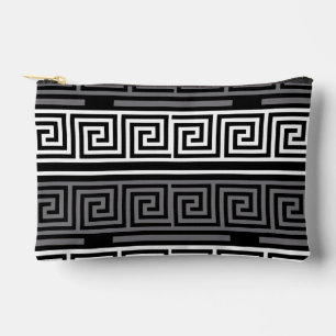Graues Schwarz-Griechisch-Schlüsselmuster-Design Zubehörtasche